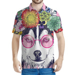 Hippie Siberian Husky Print Men's Polo Shirt