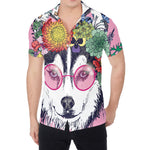 Hippie Siberian Husky Print Men's Shirt