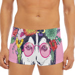 Hippie Siberian Husky Print Men's Short Boxer Briefs