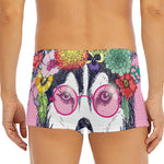 Hippie Siberian Husky Print Men's Short Boxer Briefs