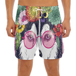 Hippie Siberian Husky Print Men's Split Running Shorts