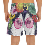 Hippie Siberian Husky Print Men's Split Running Shorts