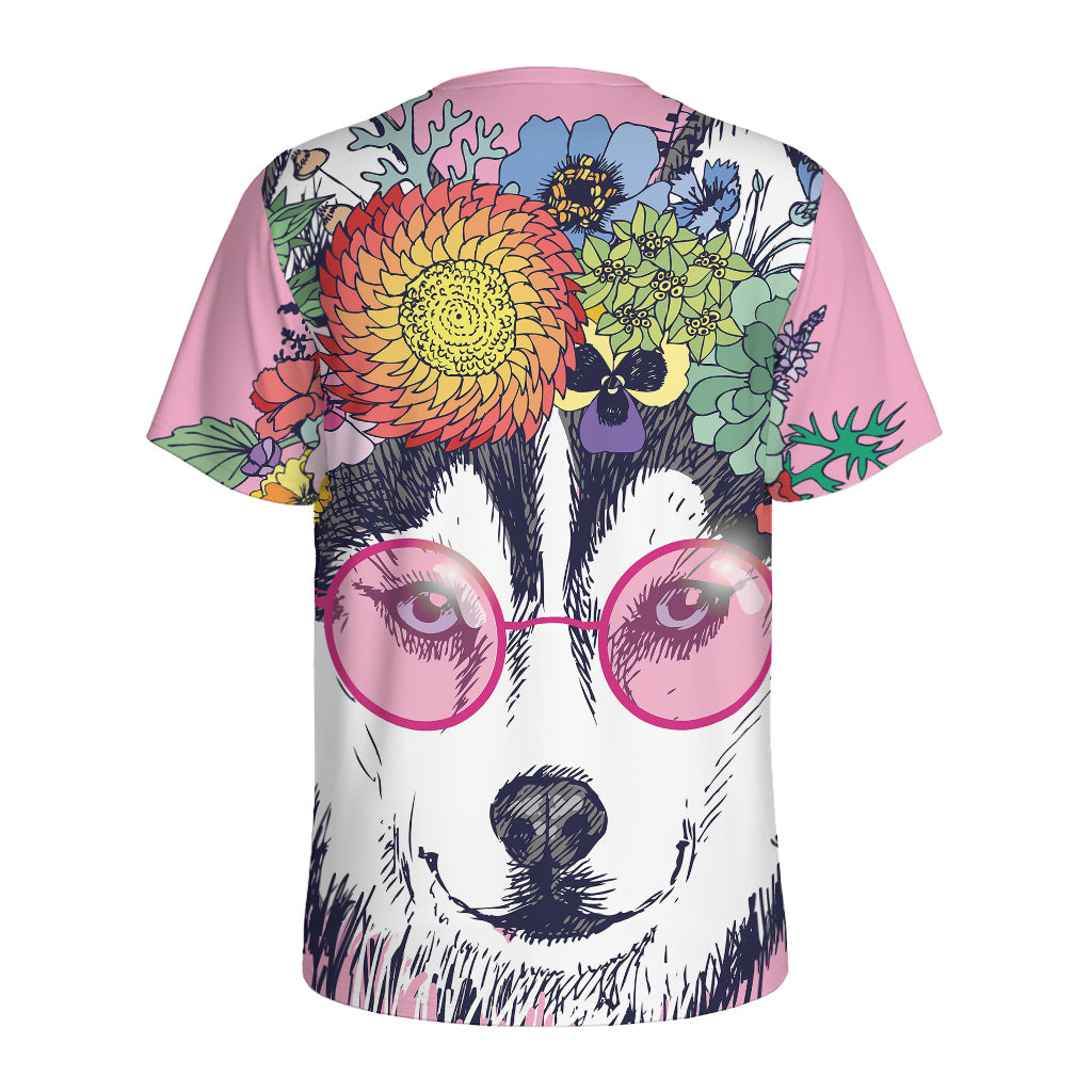 Hippie Siberian Husky Print Men's Sports T-Shirt