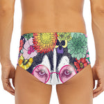 Hippie Siberian Husky Print Men's Triangle Swim Briefs