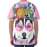 Hippie Siberian Husky Print Men's Velvet T-Shirt