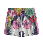 Hippie Siberian Husky Print Mesh Shorts