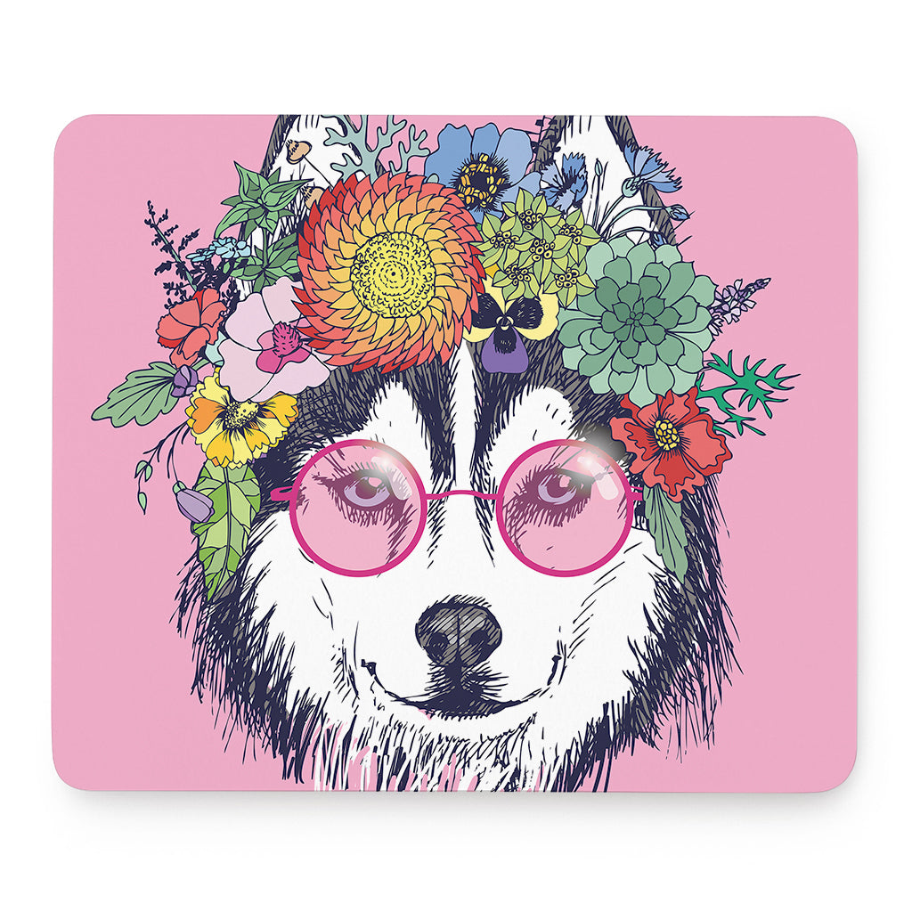 Hippie Siberian Husky Print Mouse Pad