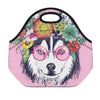 Hippie Siberian Husky Print Neoprene Lunch Bag