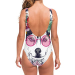 Hippie Siberian Husky Print One Piece Swimsuit