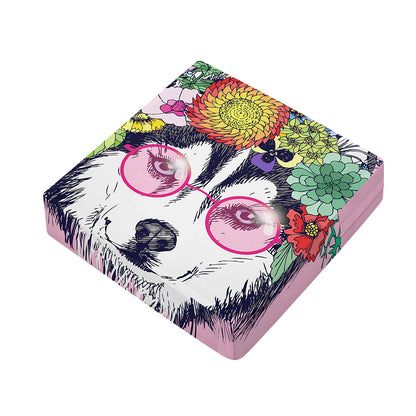 Hippie Siberian Husky Print Outdoor Seat Cushion Cover