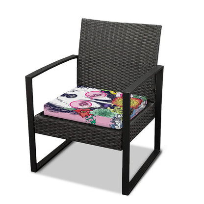 Hippie Siberian Husky Print Outdoor Seat Cushion Cover