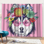 Hippie Siberian Husky Print Pencil Pleat Curtains