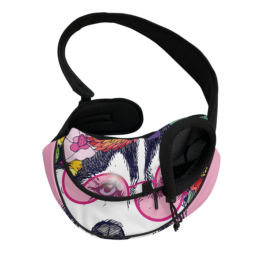 Hippie Siberian Husky Print Pet Sling Carrier