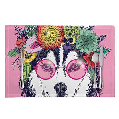 Hippie Siberian Husky Print Placemat
