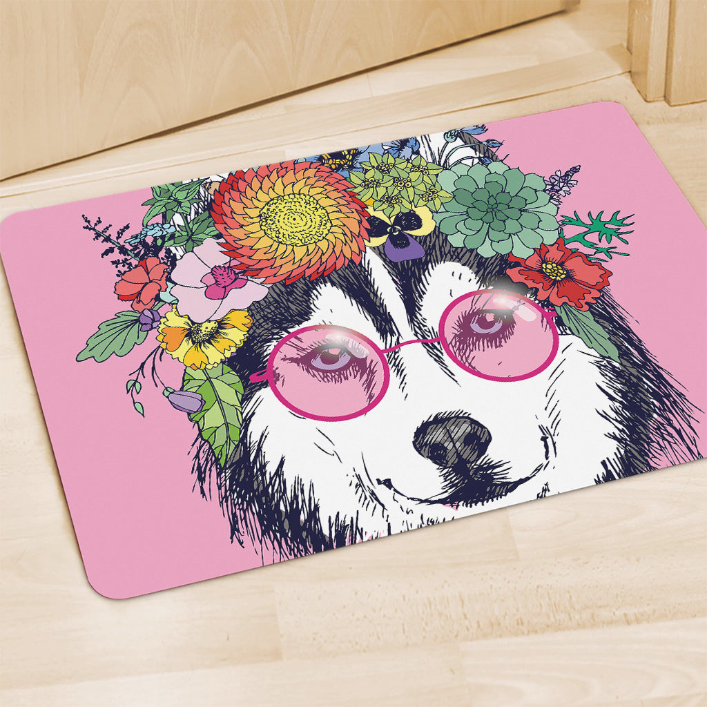 Hippie Siberian Husky Print Polyester Doormat