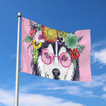 Hippie Siberian Husky Print Polyester Flag