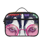 Hippie Siberian Husky Print Portable Lunch Bag