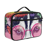 Hippie Siberian Husky Print Portable Lunch Bag