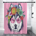 Hippie Siberian Husky Print Premium Shower Curtain