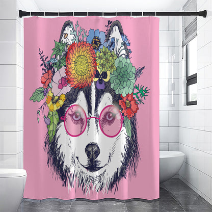 Hippie Siberian Husky Print Premium Shower Curtain