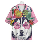 Hippie Siberian Husky Print Rayon Hawaiian Shirt