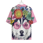 Hippie Siberian Husky Print Rayon Hawaiian Shirt