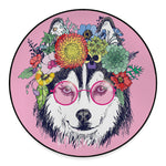 Hippie Siberian Husky Print Round Floor Mat