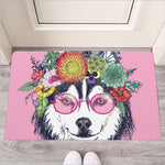 Hippie Siberian Husky Print Rubber Doormat