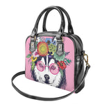 Hippie Siberian Husky Print Shoulder Handbag