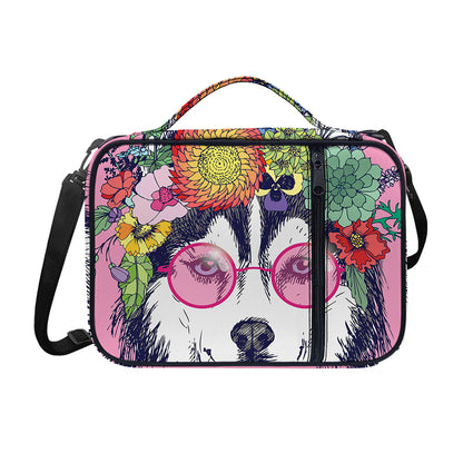 Hippie Siberian Husky Print Shoulder Strap Bible Bag