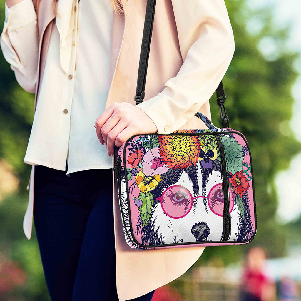 Hippie Siberian Husky Print Shoulder Strap Bible Bag