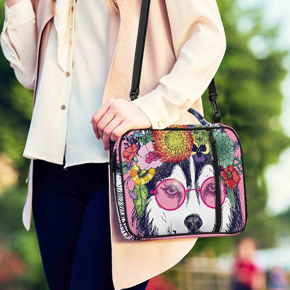 Hippie Siberian Husky Print Shoulder Strap Bible Bag