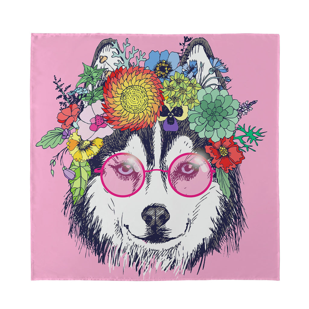 Hippie Siberian Husky Print Silk Bandana