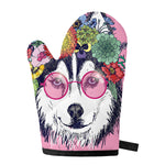 Hippie Siberian Husky Print Single Oven Mitt