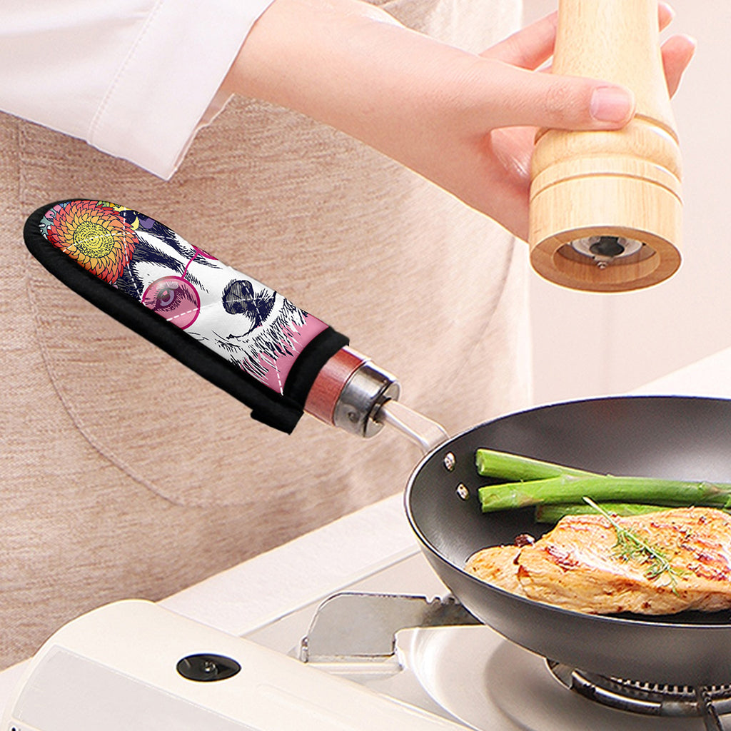 Hippie Siberian Husky Print Skillet Handle Cover