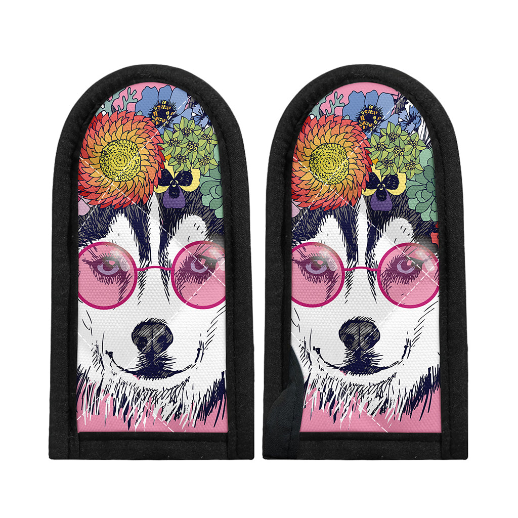Hippie Siberian Husky Print Skillet Handle Cover