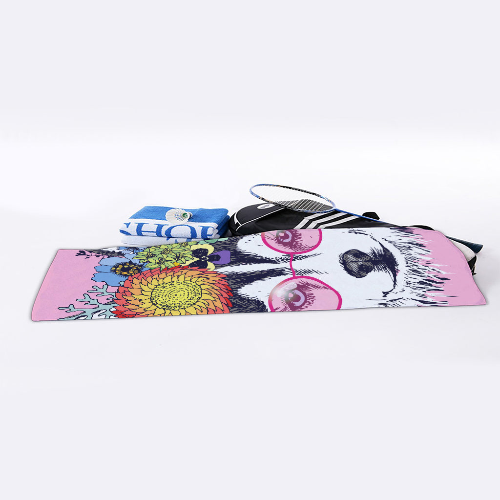 Hippie Siberian Husky Print Sports Towel