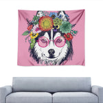 Hippie Siberian Husky Print Tapestry