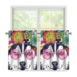 Hippie Siberian Husky Print Tier Curtains