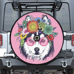 Hippie Siberian Husky Print Tire Cover With Camera Hole