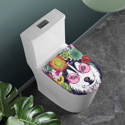 Hippie Siberian Husky Print Toilet Lid Cover
