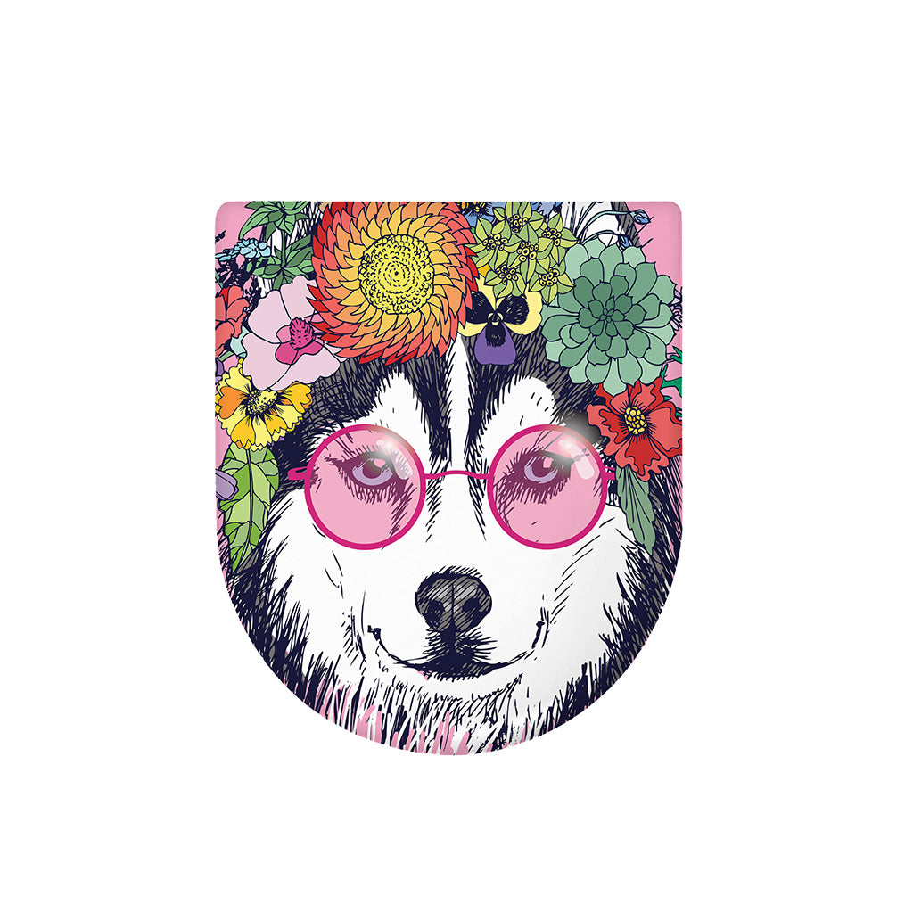 Hippie Siberian Husky Print Toilet Lid Cover