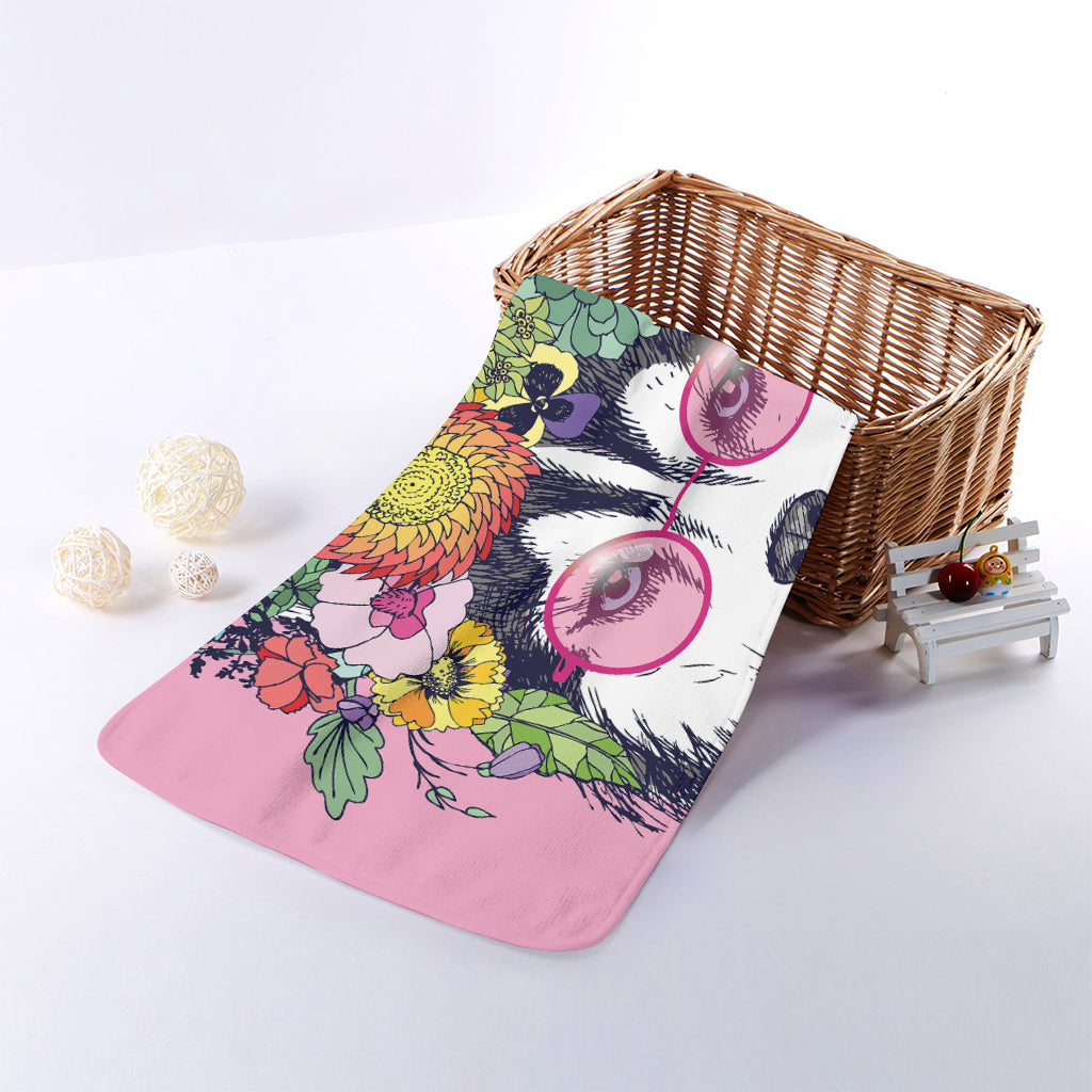 Hippie Siberian Husky Print Towel