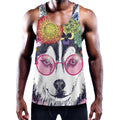 Hippie Siberian Husky Print Men's Workout Tank Top