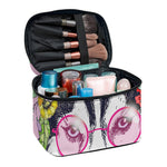 Hippie Siberian Husky Print Travel Makeup Bag