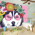 Hippie Siberian Husky Print Wall Sticker