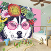 Hippie Siberian Husky Print Wall Sticker