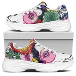 Hippie Siberian Husky Print White Chunky Shoes