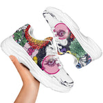 Hippie Siberian Husky Print White Chunky Shoes