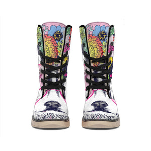 Hippie Siberian Husky Print Winter Boots